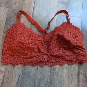 Auden Lace Bralette 2X Rust Terracotta Boho Longline Unlined